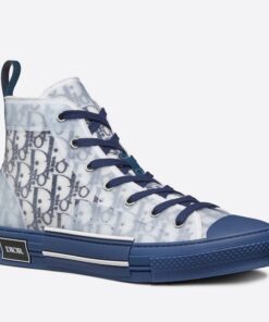 Replica Dior Men’s B23 High-top Sneakers In White and Blue Oblique Canvas 2