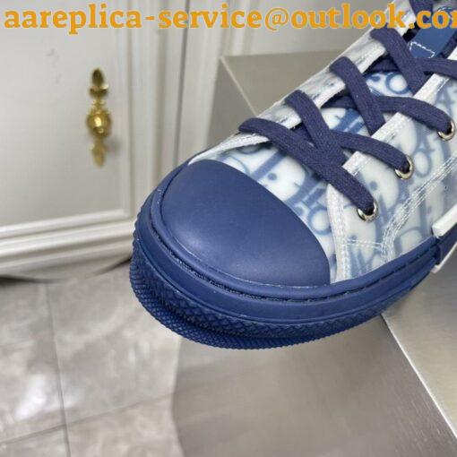 Replica Dior Men’s B23 High-top Sneakers In White and Blue Oblique Canvas 6