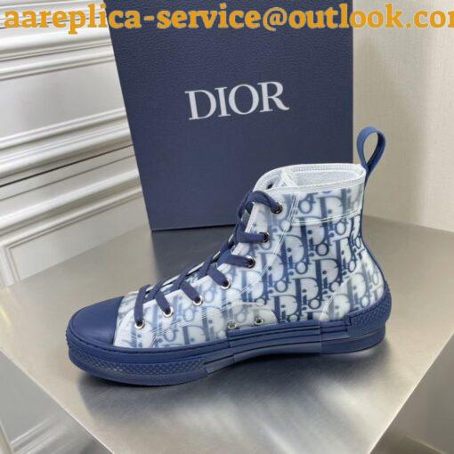 Replica Dior Men’s B23 High-top Sneakers In White and Blue Oblique Canvas 7