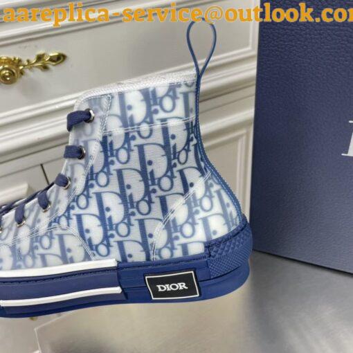 Replica Dior Men’s B23 High-top Sneakers In White and Blue Oblique Canvas 8