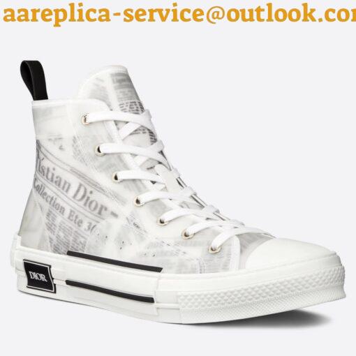 Replica Dior Men’s B23 High-top Sneakers In Canvas with Newspaper Print