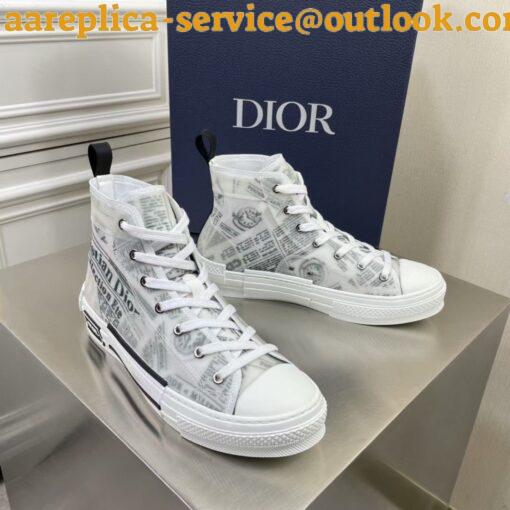 Replica Dior Men’s B23 High-top Sneakers In Canvas with Newspaper Print 4