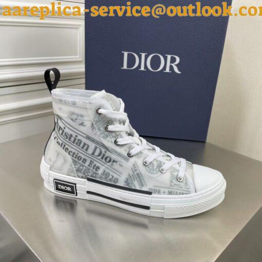 Replica Dior Men’s B23 High-top Sneakers In Canvas with Newspaper Print 6