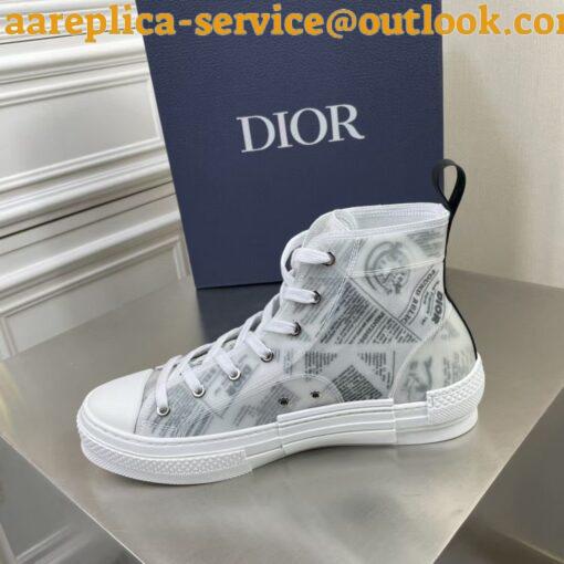 Replica Dior Men’s B23 High-top Sneakers In Canvas with Newspaper Print 7