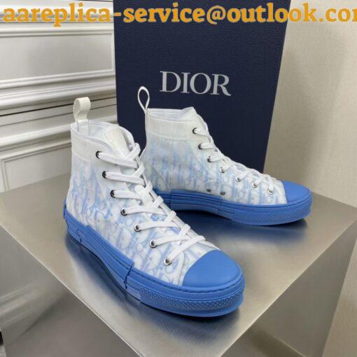 Replica Dior Men’s B23 High-top Sneakers In Gradient Blue Oblique Canvas 11