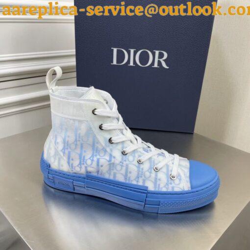 Replica Dior Men’s B23 High-top Sneakers In Gradient Blue Oblique Canvas 3