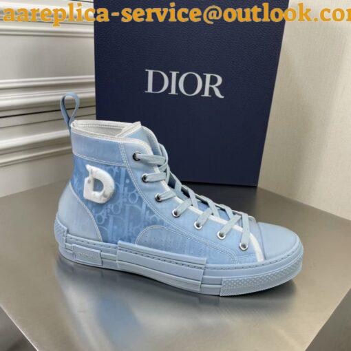 Replica Dior Men’s B23 High-top Sneakers In Ligth Blue Oblique Canvas 3