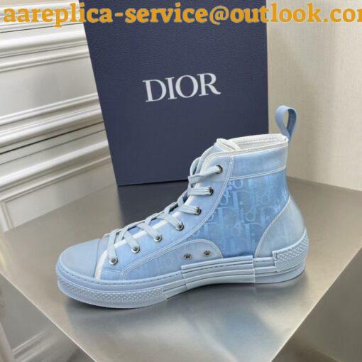 Replica Dior Men’s B23 High-top Sneakers In Ligth Blue Oblique Canvas 4