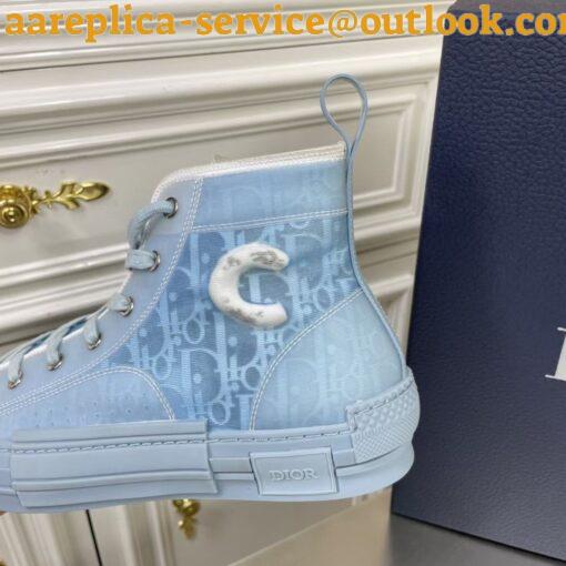 Replica Dior Men’s B23 High-top Sneakers In Ligth Blue Oblique Canvas 6