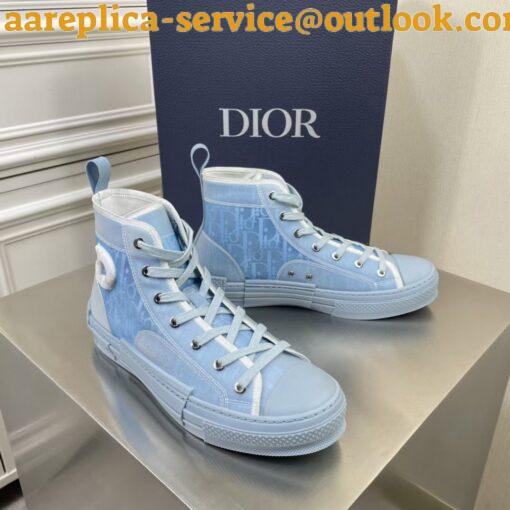 Replica Dior Men’s B23 High-top Sneakers In Ligth Blue Oblique Canvas 7