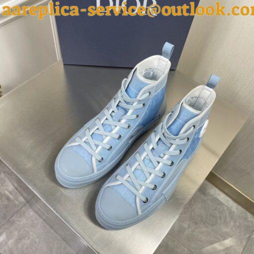 Replica Dior Men’s B23 High-top Sneakers In Ligth Blue Oblique Canvas 8