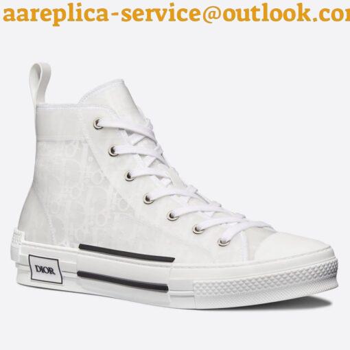 Replica Dior Men’s B23 High-top Sneakers In White and Blue Oblique Canvas 12