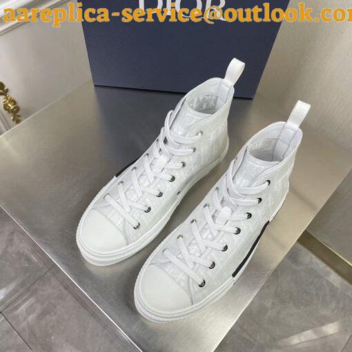 Replica Dior Men’s B23 High-top Sneakers In White and Blue Oblique Canvas 16