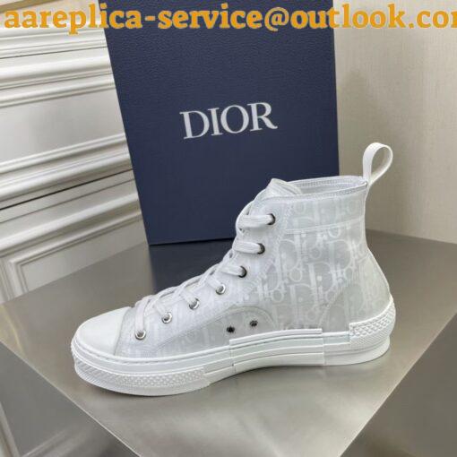 Replica Dior Men’s B23 High-top Sneakers In White and Blue Oblique Canvas 21