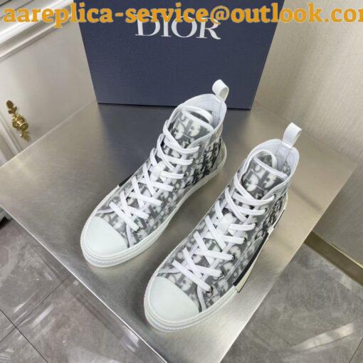 Replica Dior Men’s B23 High-top Sneakers In White and Black Oblique Canvas 14