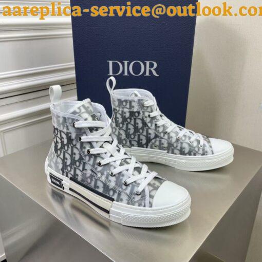 Replica Dior Men’s B23 High-top Sneakers In White and Black Oblique Canvas 15