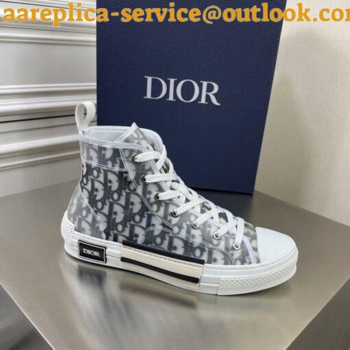 Replica Dior Men’s B23 High-top Sneakers In White and Black Oblique Canvas 16