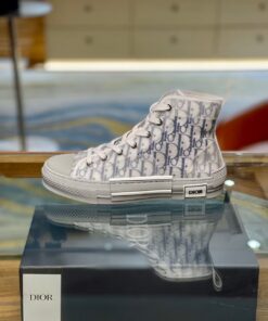 Replica Dior Men’s B23 High-top Sneakers In White and Blue Oblique Canvas