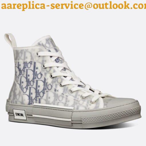 Replica Dior Men’s B23 High-top Sneakers In White and Blue Oblique Canvas 24