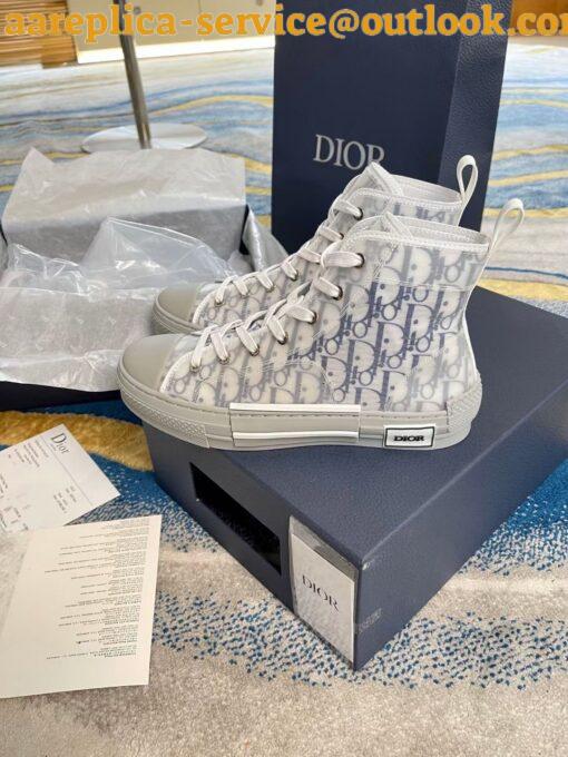 Replica Dior Men’s B23 High-top Sneakers In White and Blue Oblique Canvas 26