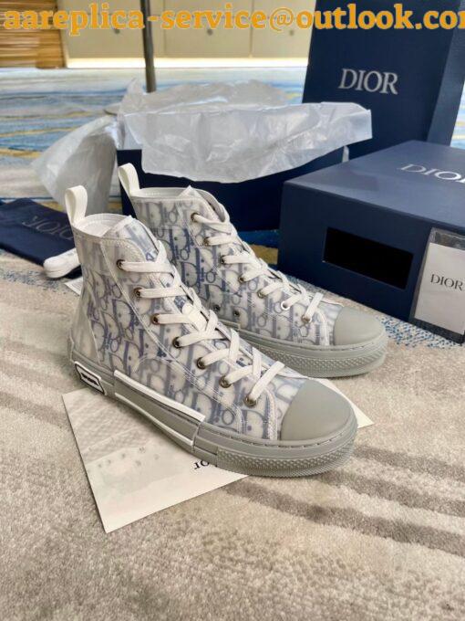 Replica Dior Men’s B23 High-top Sneakers In White and Blue Oblique Canvas 29