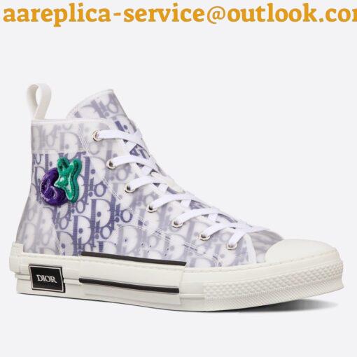 Replica Dior Men’s B23 High-top Sneakers In White and Purple Oblique Canvas 5