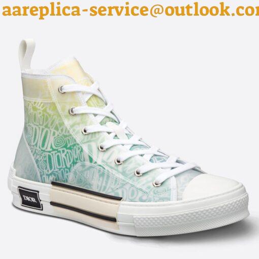 Replica Dior Men’s B23 High-top Sneakers with Green and Yellow Print 3