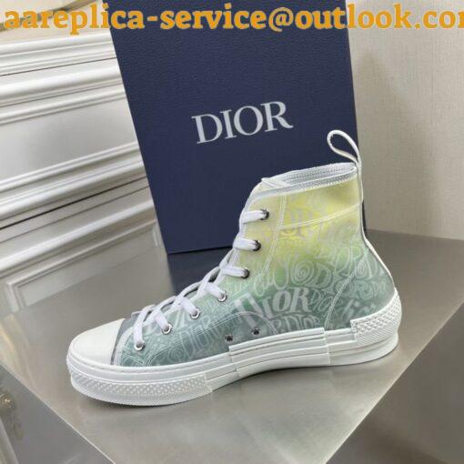 Replica Dior Men’s B23 High-top Sneakers with Green and Yellow Print 4