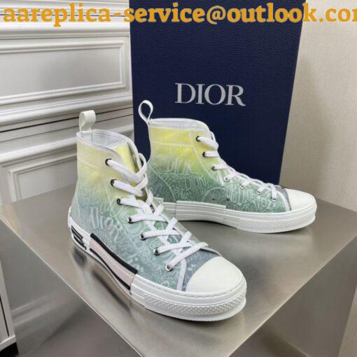 Replica Dior Men’s B23 High-top Sneakers with Green and Yellow Print 5