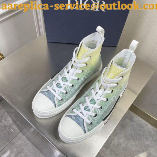 Replica Dior Men’s B23 High-top Sneakers with Green and Yellow Print 6