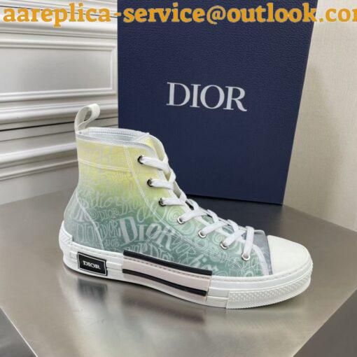 Replica Dior Men’s B23 High-top Sneakers with Green and Yellow Print 7