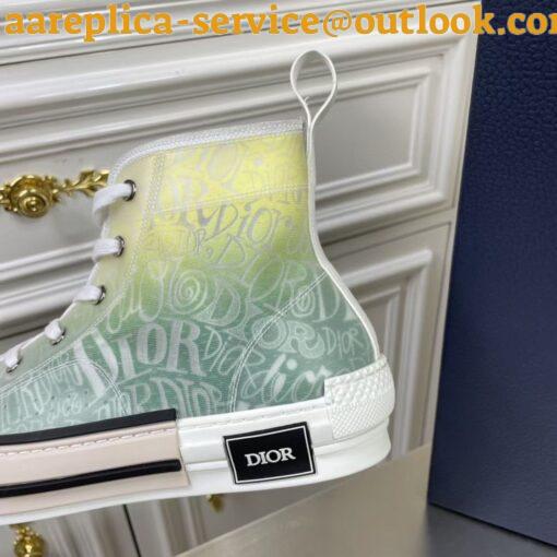 Replica Dior Men’s B23 High-top Sneakers with Green and Yellow Print 8