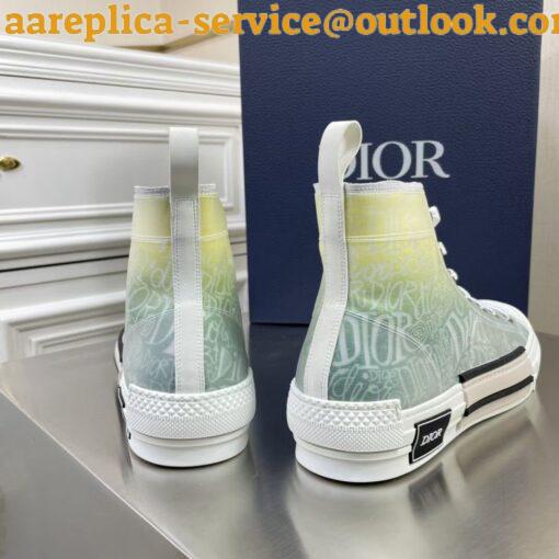 Replica Dior Men’s B23 High-top Sneakers with Green and Yellow Print 10