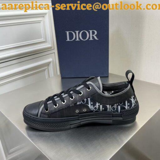 Replica Dior Men’s B23 Low-top Sneakers In Black Oblique Canvas 4