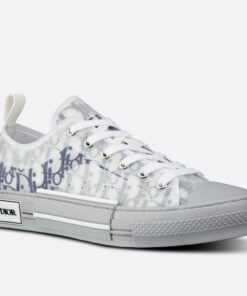 Replica Dior Men’s B23 Low-top Sneakers In White and Blue Oblique Canvas