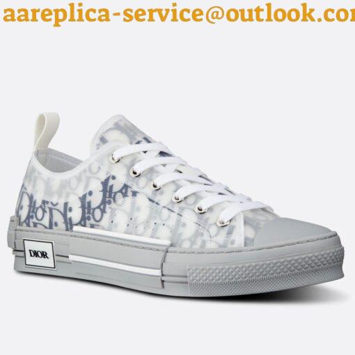 Replica Dior Men’s B23 Low-top Sneakers In White and Blue Oblique Canvas