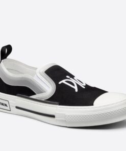 Replica Dior Men’s B23 Slip-On Sneakers In Black Shawn Canvas 2