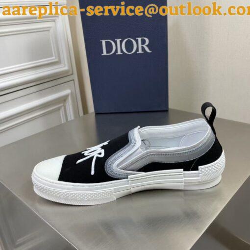 Replica Dior Men’s B23 Slip-On Sneakers In Black Shawn Canvas 13