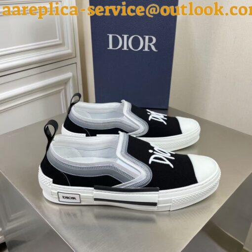 Replica Dior Men’s B23 Slip-On Sneakers In Black Shawn Canvas 19