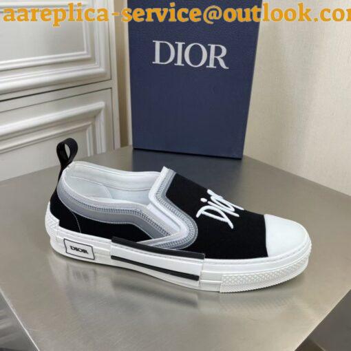 Replica Dior Men’s B23 Slip-On Sneakers In Black Shawn Canvas 21