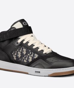 Replica Dior Men’s B27 High-top Sneakers In Black Calfskin