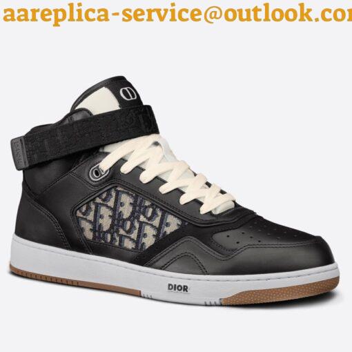 Replica Dior Men’s B27 High-top Sneakers In Black Calfskin