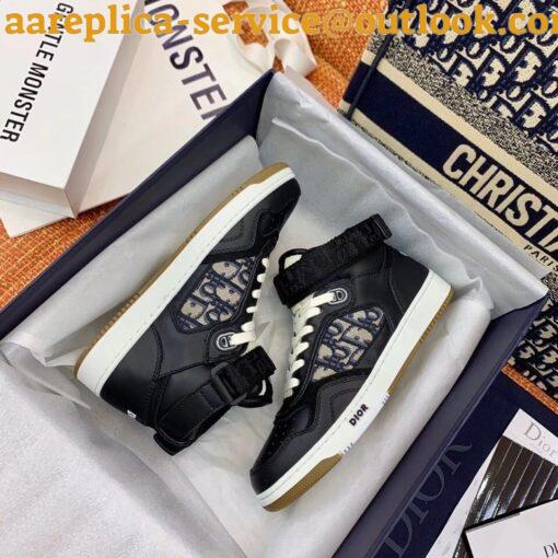 Replica Dior Men’s B27 High-top Sneakers In Black Calfskin 8