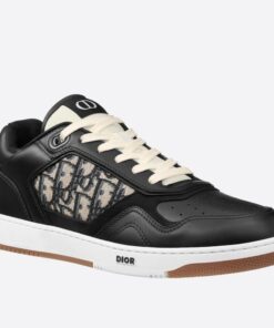 Replica Dior Men’s B27 World Tour Sneakers In Black Leather 2