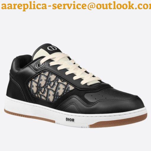 Replica Dior Men’s B27 World Tour Sneakers In Black Leather 2