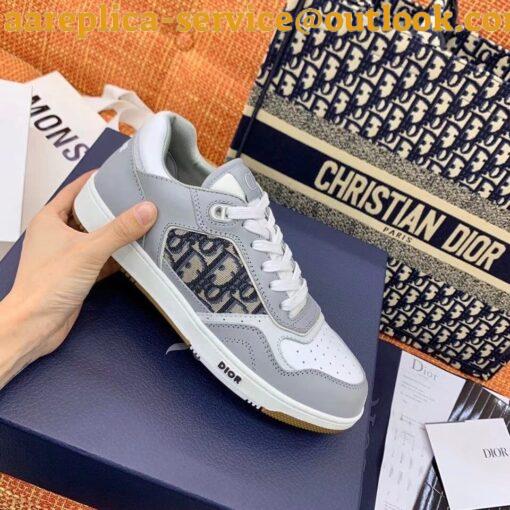 Replica Dior Men’s B27 Low-top Sneakers In Grey Calfskin 4