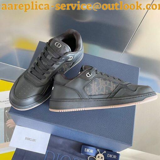 Replica Dior Men’s B27 World Tour Sneakers In Black Leather 11