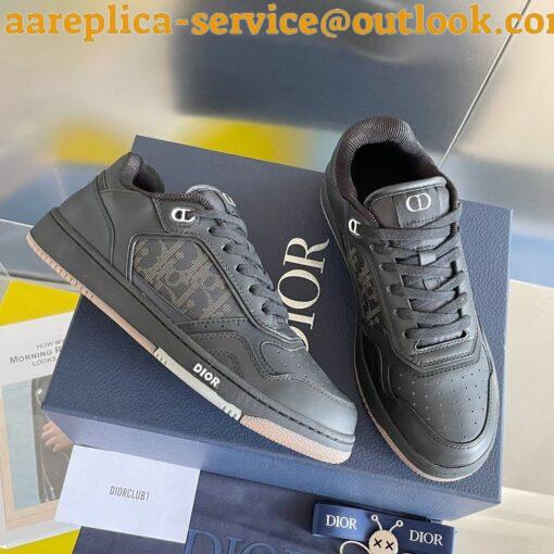 Replica Dior Men’s B27 World Tour Sneakers In Black Leather 12