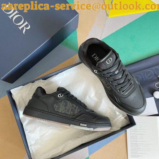 Replica Dior Men’s B27 World Tour Sneakers In Black Leather 14