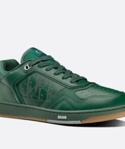 Replica Dior Men’s B27 World Tour Sneakers In Green Leather